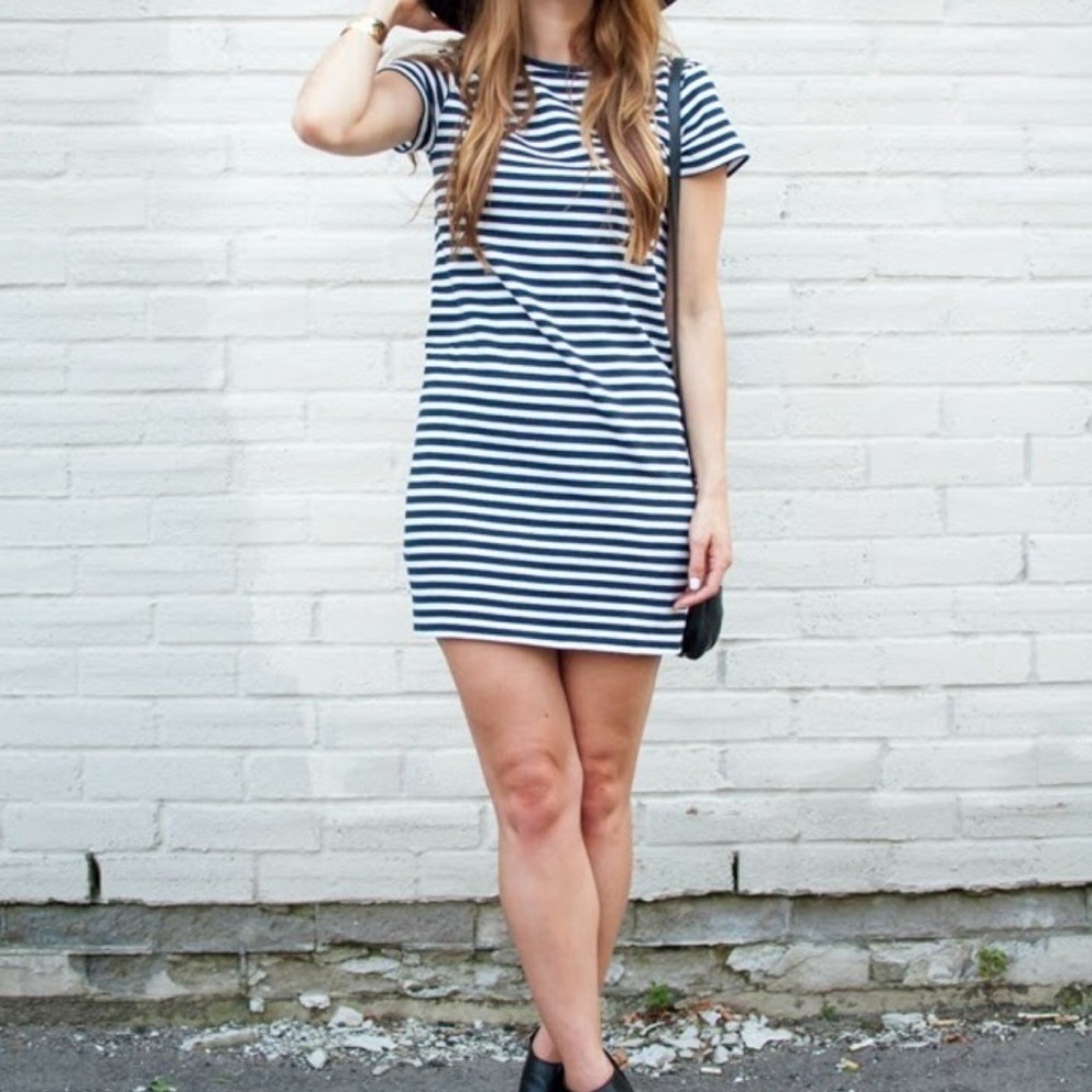 Junk Food Navy stripe shirt dress